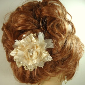 Bridal Hair Flower, Gold Hair Flower, Gold Hair Clip, Flower Hair Clip, REX16-204HC image 1