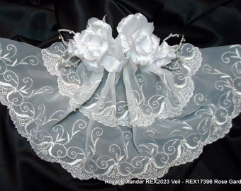 Bridal Set,  Embroidered Lace Veil, Bridal Veil, Rose Gardenia Comb, REX2023 REX17396
