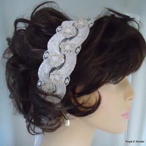 Bridal Lace Headband, Wedding Headpiece, Beaded Headband, Beaded Lace Headband, Bridal Accessory, REX16-379