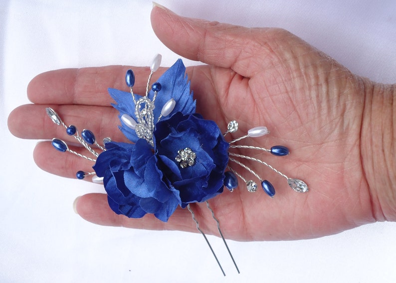 Bridal Hair Pin Blue Hair Pin Floral Hair Pin Wedding Hair Etsy