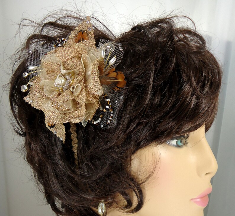 Burlap Hair Clip Wedding Accessory Bridal Headpiece Bridal Fascinator REX16-310