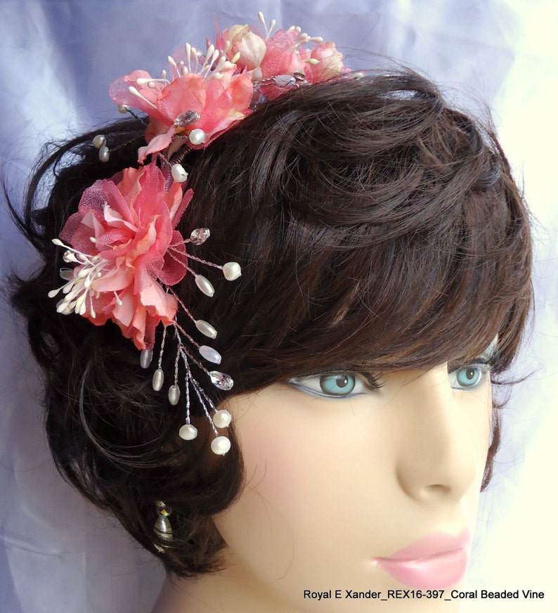 Bridal Flower Vine Beaded Flower Vine Coral Flower Vine Etsy