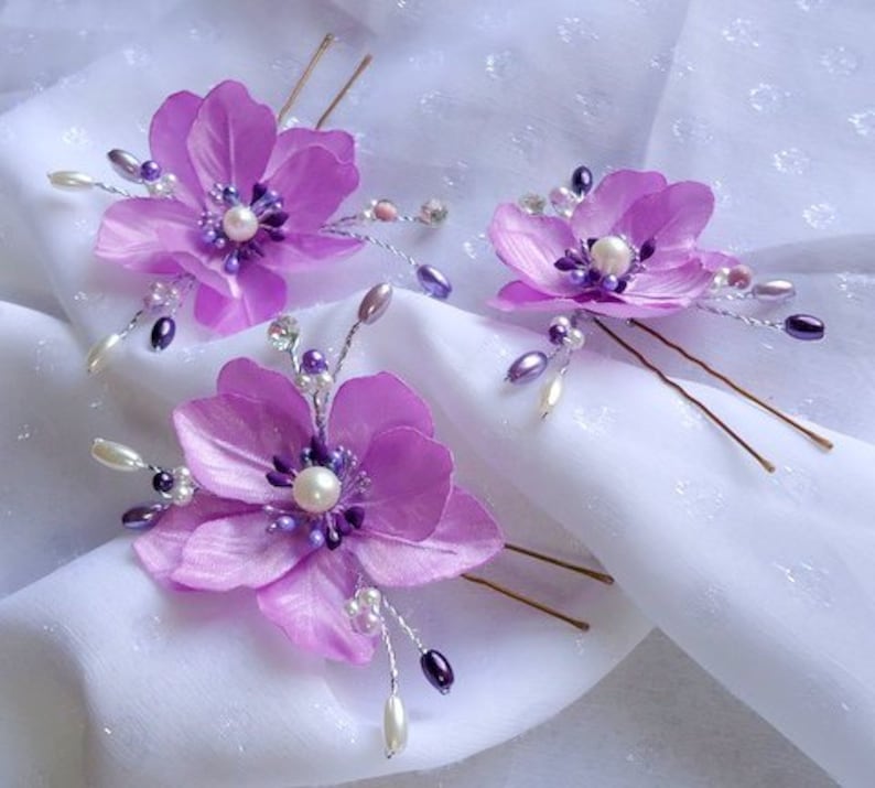 Wedding Hair Flowers Mini Hair Flowers Lilac Lavender Hair Etsy