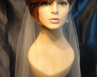 Bridal Veil, Single Layer Veil, Cut Edge, Illusion Tulle Veil, Traditional Veil, H3046