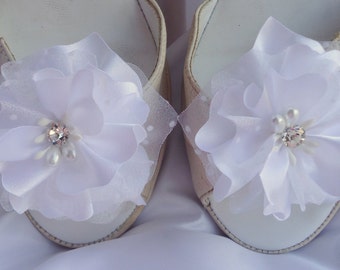 Bridal Shoes Clips, Charmeuse Organza Shoe Clips, Flower Shoe Clips, Wedding Accessories, SC203