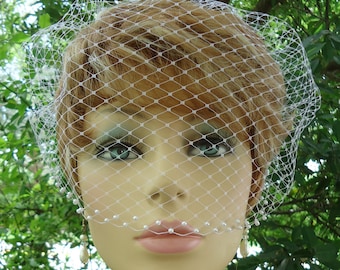 Birdcage Veil, Pearl Accent Bandeau, Birdcage Veil, Wedding Veil, Bridal Veils, REX1004