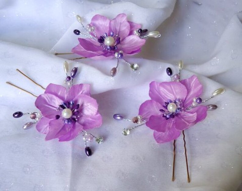 Wedding Hair Flowers Mini Hair Flowers Lilac Lavender Hair Etsy