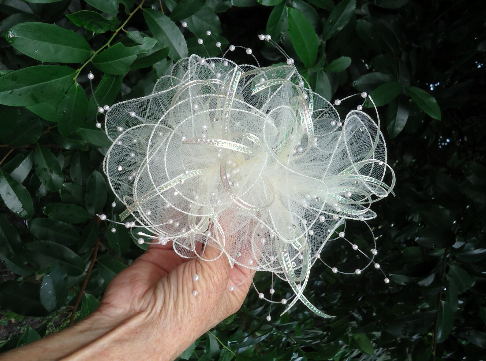 Puff Comb Bridal Tulle Pouf Comb, Swarovski Pearls, Vintage Wedding Hairpiece ...