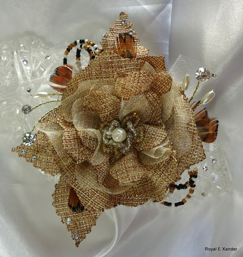 Burlap Hair Clip Wedding Accessory Bridal Headpiece Bridal Fascinator REX16-310