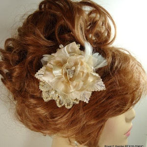 Bridal Hair Flower, Gold Hair Flower, Gold Hair Clip, Flower Hair Clip, REX16-204HC image 2