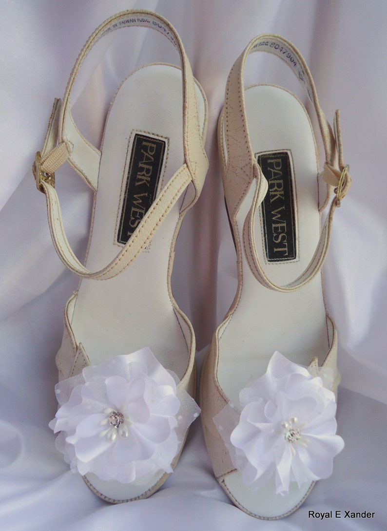 Bridal Shoes Clips Charmeuse Organza Shoe Clips Flower Shoe Etsy