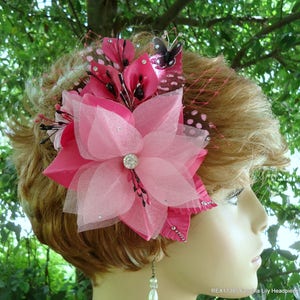 Wedding Hair Lily, Fuchsia Headpiece, Pink Black Flower, REX17385 image 2