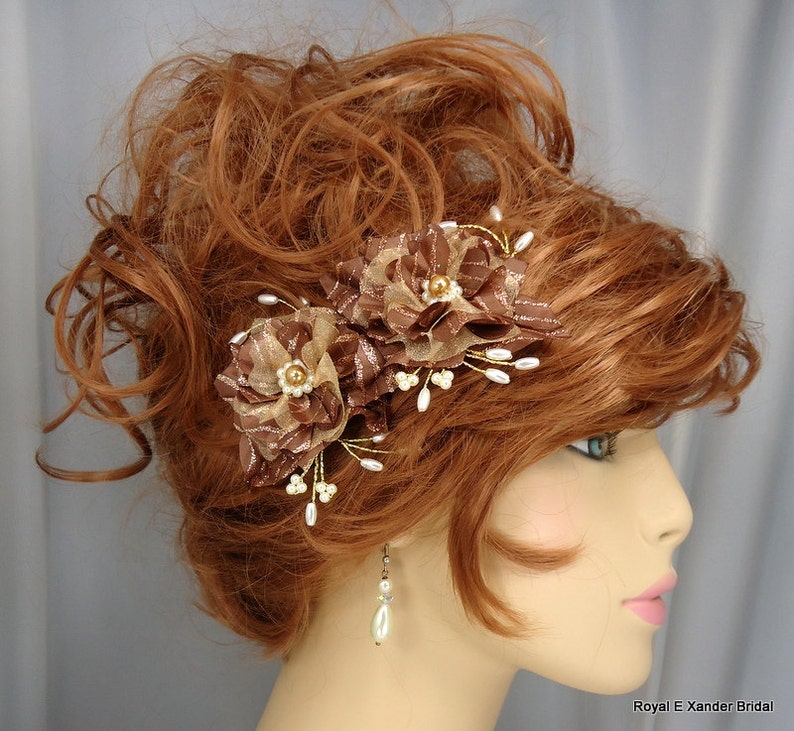REX15-212 Gold Honey Flowers Flower Hair Pins Bronze Hair Pins Hair Accessories
