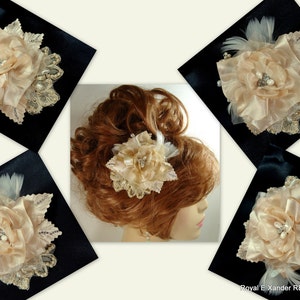 Bridal Hair Flower, Gold Hair Flower, Gold Hair Clip, Flower Hair Clip, REX16-204HC image 5