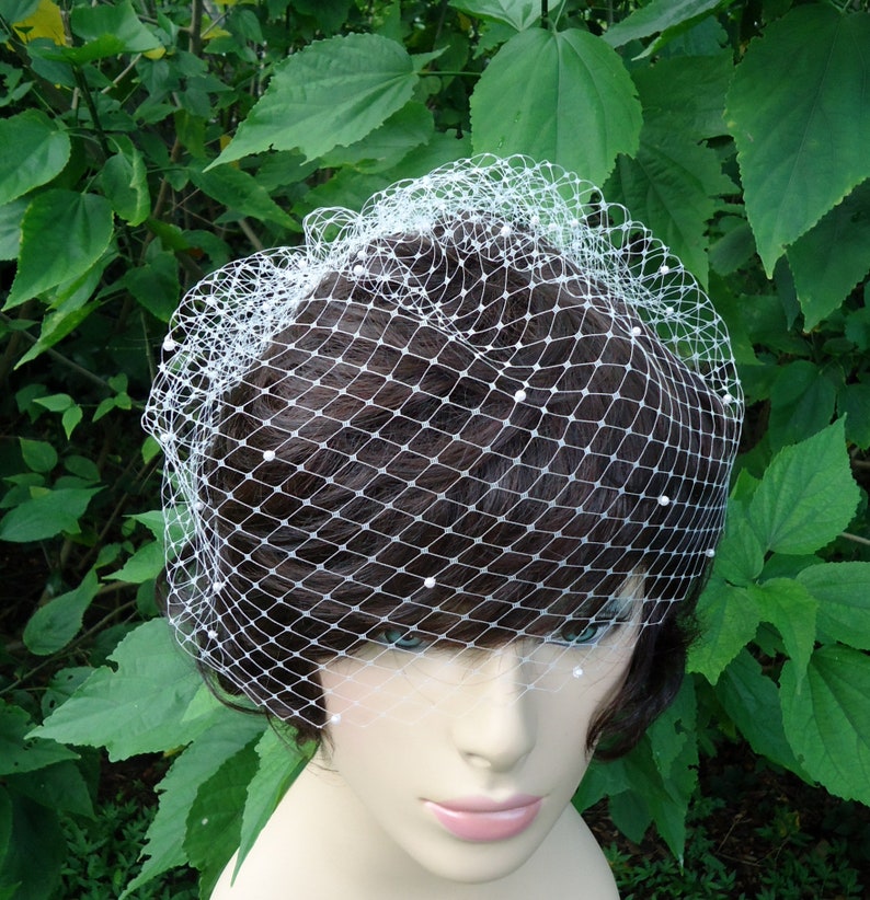 Wedding Birdcage Veil With Pearls 9 Bridal Veil Soft Etsy