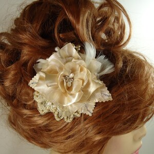 Bridal Hair Flower, Gold Hair Flower, Gold Hair Clip, Flower Hair Clip, REX16-204HC image 4