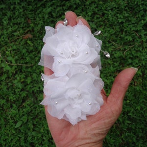 Bridal Hair Flowers, Set of 2, White Hair Pins, Mini Hair Flowers, Flower Hair Pins, White Chiffon Hair Pins, 15325