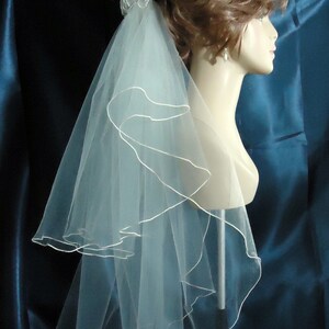 Wedding Veil, Bridal Veil, 2 Tier Bridal Veil, Flutter Edge Veil, Waist Length Veil, Embellished Comb, H3043