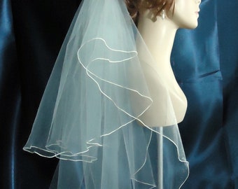 Wedding Veil, Bridal Veil, 2 Tier Bridal Veil, Flutter Edge Veil, Waist Length Veil, Embellished Comb, H3043