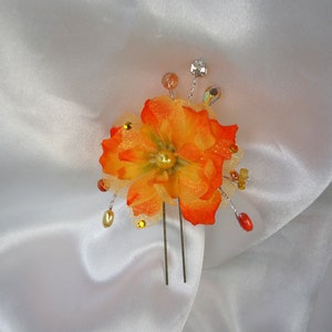 Orange Yellow Hair Pins, Delphinium Hair Pins, Set of 3, Hair Flower Pins, 15220 image 10