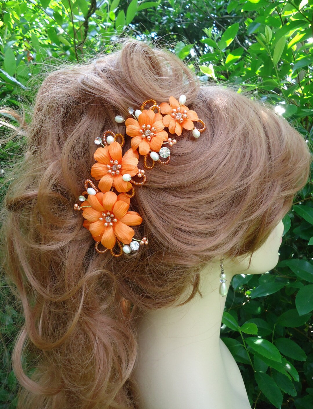 Orange Daisy Vine, Bridal Hair Piece, Daisy Hair Vine, Outdoor Wedding, J699PR Etsy