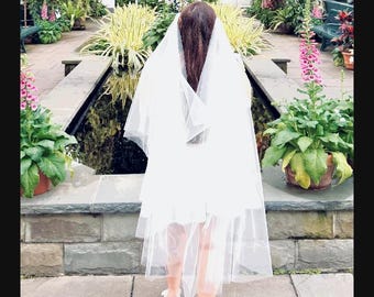 Draped Veil, Drape Veil, 2 Tier Veil, Bridal Veil, H3060
