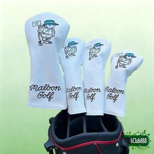 Malbon Coques Golf Fat Wood Couvre-Tête Driver WF Hybrid Cuir Blanc