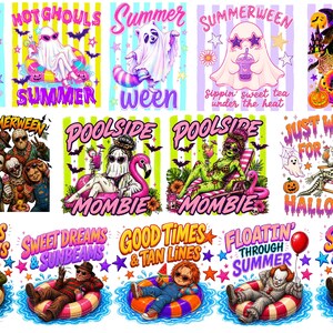 Summerween PNG Bundle, Retro Halloween In Summer Sublimation, Spooky Slasher Beach Shirt PNG, Trendy Ghost Pool Digital Download