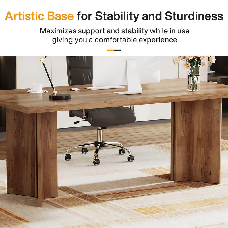 Extra Large 63” Wooden Office Desk, Large Wooden Computer Desk ...