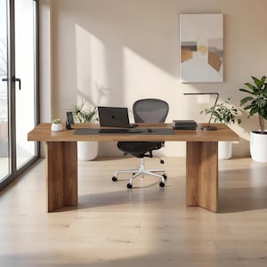 Extra Large 63” Wooden Office Desk, Large Wooden Computer Desk, Farmhouse Office Desk, Rustic Industrial Work Table, Modern Home Office Desk
