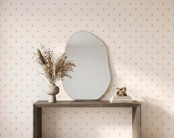 Pink Polka Dot Wallpaper – Minimalist Nursery Wall Mural – Peel and Stick Kids Room Decor-WP005