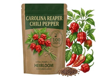 100 Carolina Reaper Chili Pepper Seeds, Extreme Heat Garden for Planting