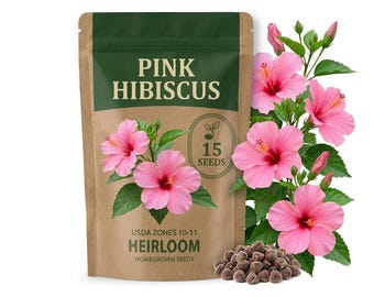 15 Pink Hibiscus Seeds, Vibrant Flower Plant for Garden
