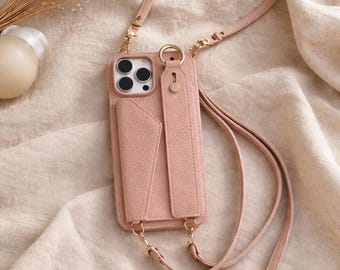 Crossbody Wallet Phone Case, PU Leather Card Slot Strap Ring Holder