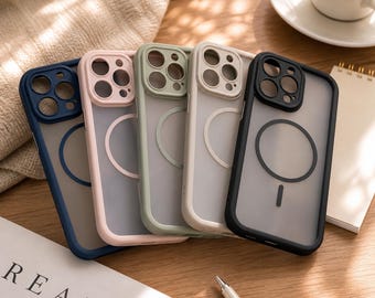Luxury Matte MagSafe Transparent Phone Case, Slim Shockproof iPhone Cover