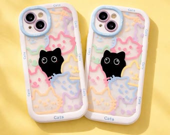 Cartoon Cat Silicone iPhone Case, Soft Protective Animal Cover