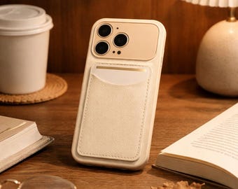PU Leather iPhone Case with Card Holder, Slim Protective Wallet Cover