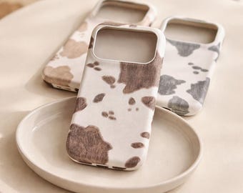Milk Pattern Leather Phone Case, Shockproof Protective Cover for iPhone Samsung