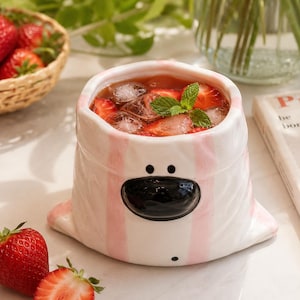 Cute Dog Ceramic Mug, Handmade Puppy Coffee Cup, Kawaii Animal Drinkware, Unique Tea Cup, Dog Lover Gift, Cute Pottery Mug
