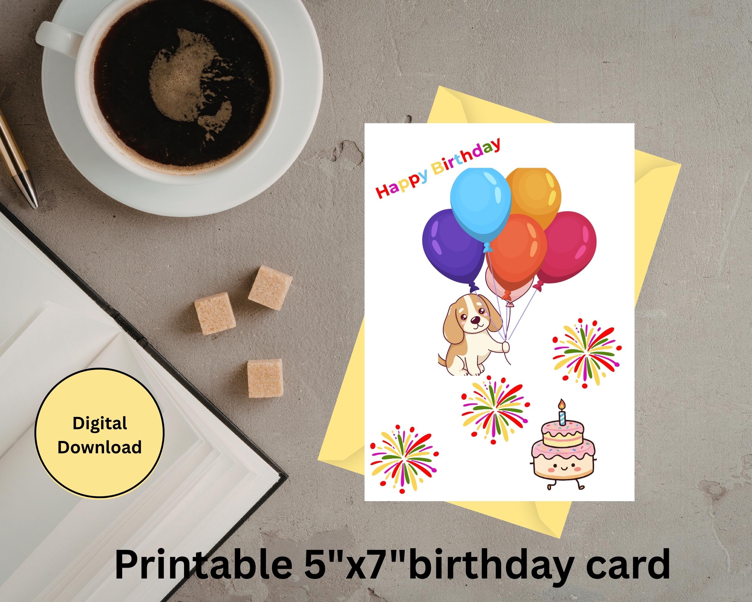 Cute Puppy Birthday Card Printable, Dog Birthday Card, Kids Birthday ...