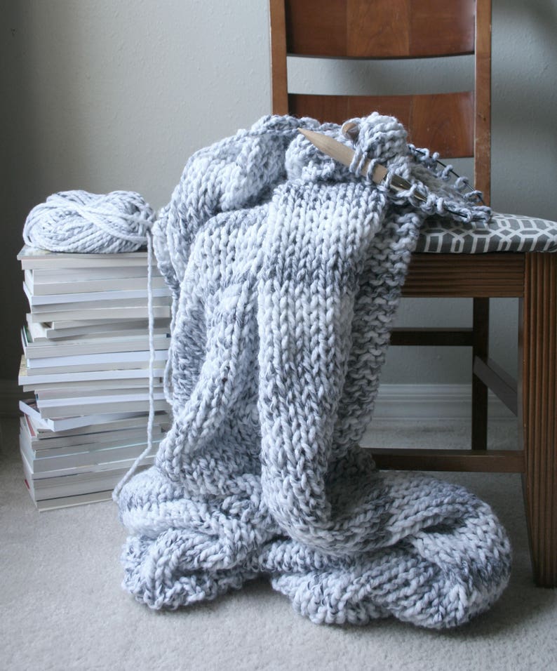 Throw Blanket Pattern//chunky Yarn Knitting Pattern//instant Download