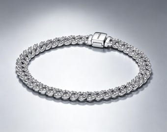 Timeless Pavé Chain Bracelet,925 Sterling Silver Bangle Bracelet,Compatible with Pandora,Gift for Girls Women