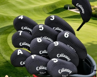Callaway Golf Iron Head Covers Set, Black Neoprene Protective Club Covers