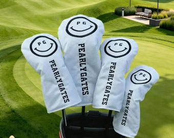 Pearly Gates White Golf Club Head Covers, Driver Woods Fairway Hybrid Set