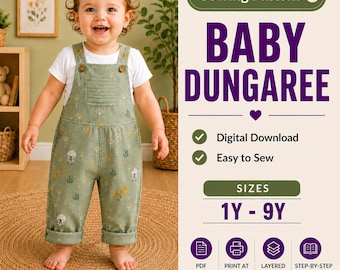 Kinder Latzhose Schnittmuster, Baby Kleinkind Overall, Mädchen Jungen Overall (PDF Download)