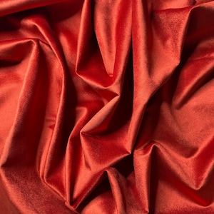 Tela de terciopelo color bermellón quemado, tela de tapicería rojo anaranjada cortada a medida, terciopelo de lujo para sofá, silla, cojín y cortinas.