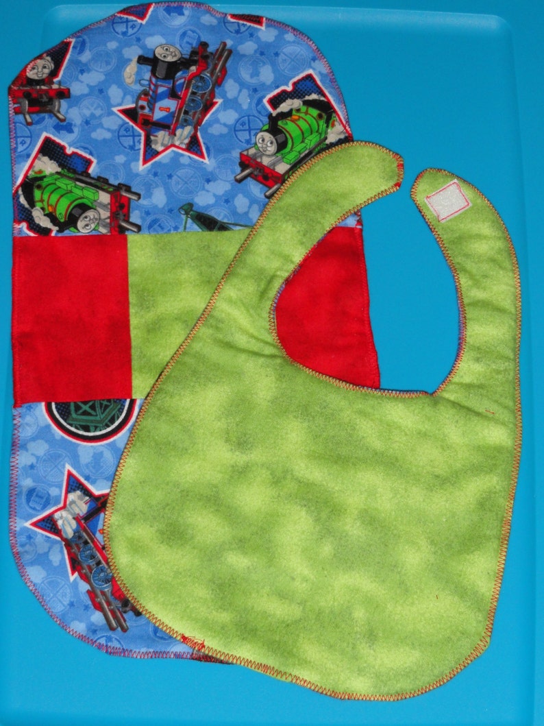 Thomas the Train Baby Bib and Burb Cloth Set image 2