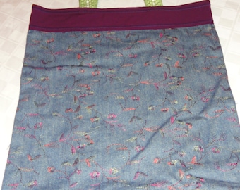 Denim Floral Tote Bag