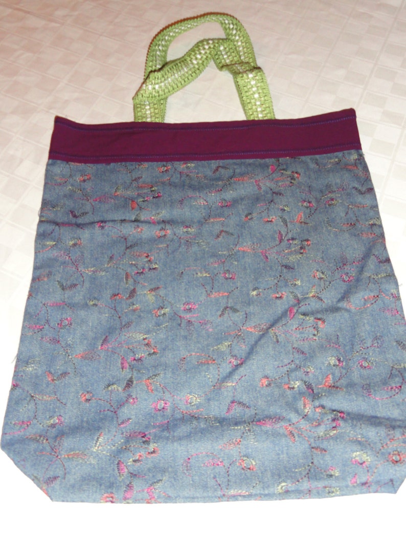 Denim Floral Tote Bag