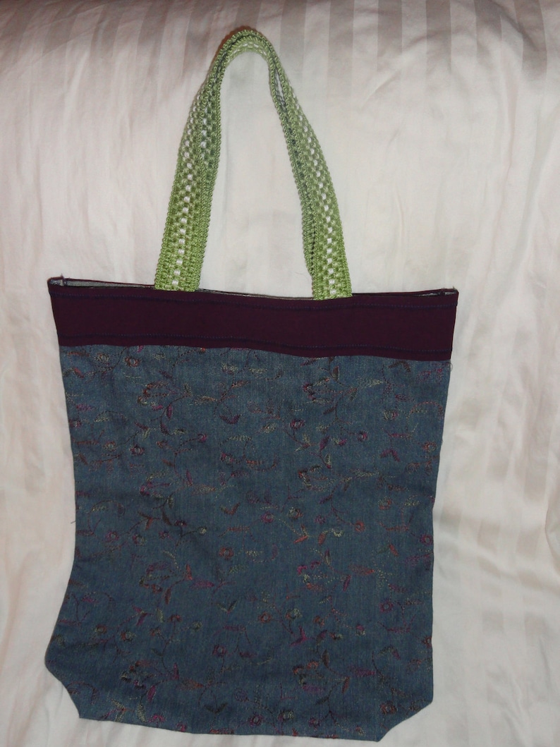 Denim Floral Tote Bag